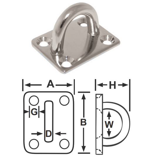 Stainless Steel Eye Plates - 2 Sizes