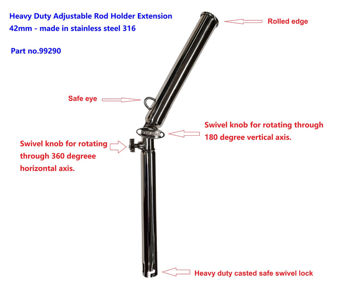 Stainless Steel Fully Adjustable Rod Holder Extension