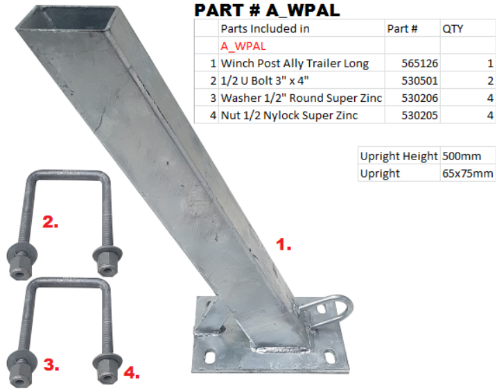 Quintrex 2 Piece Winch Post to suit Platform above